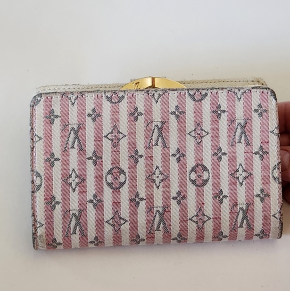 LOUIS VUITTON Mini Lin Kisslock Croisette Portefeuille Viennois Pink Wallet - Picture 2 of 10
